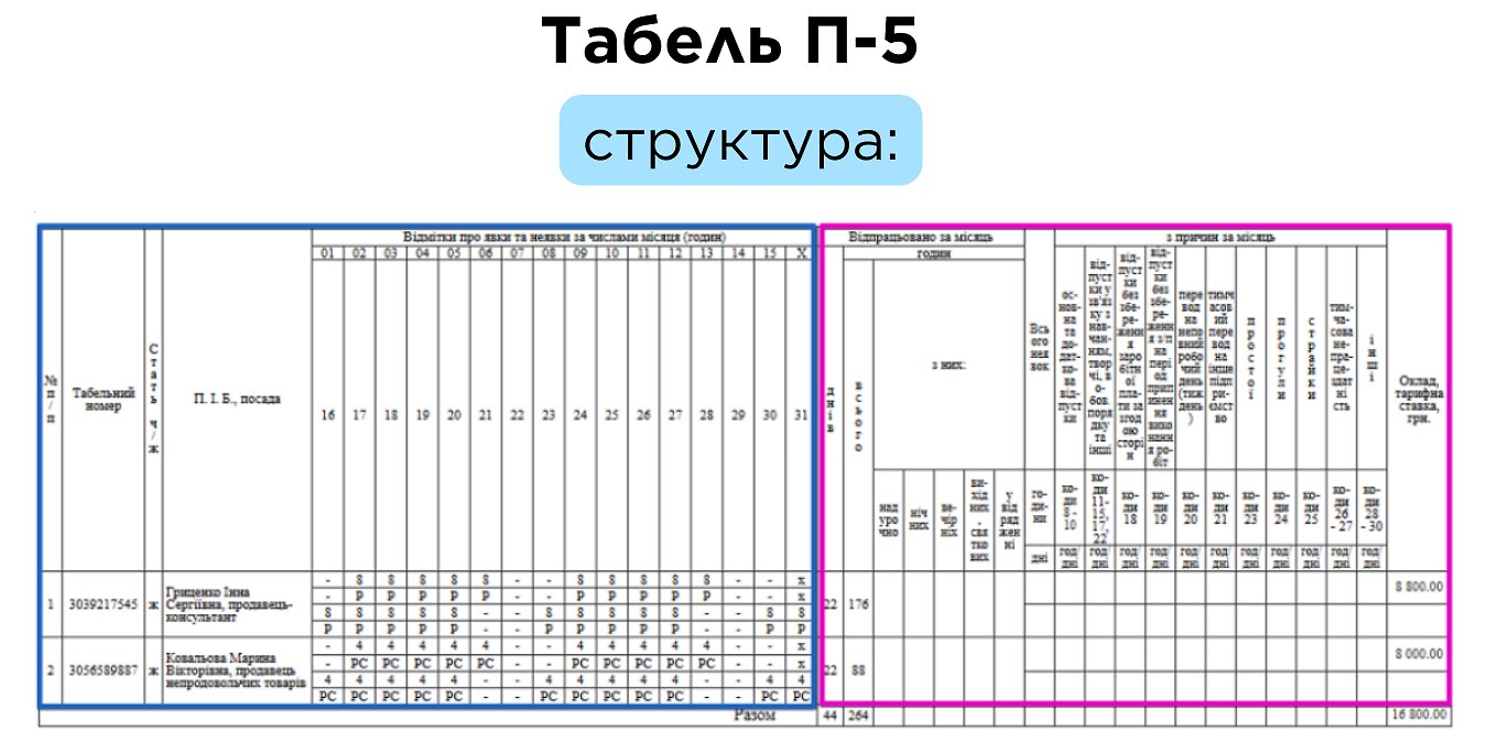 табель П-5 та його структура